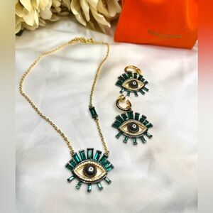 Gold and Green Eye Jewelry Set